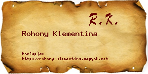 Rohony Klementina névjegykártya